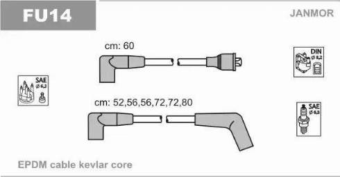 Janmor FU14 - Augstsprieguma vadu komplekts www.autospares.lv