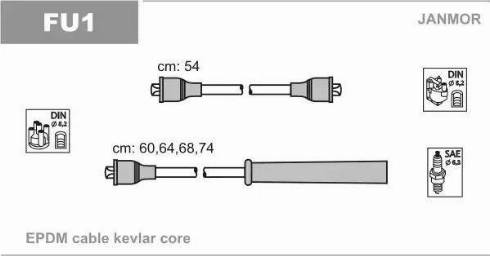 Janmor FU1 - Комплект проводов зажигания www.autospares.lv