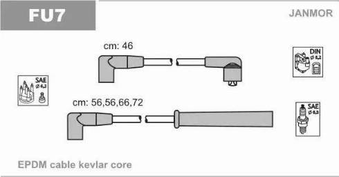 Janmor FU7 - Augstsprieguma vadu komplekts www.autospares.lv