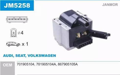 Janmor JM5258 - Ignition Coil www.autospares.lv