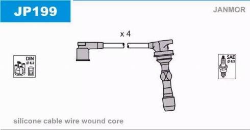 Janmor JP199 - Augstsprieguma vadu komplekts www.autospares.lv