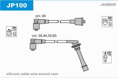 Janmor JP100 - Augstsprieguma vadu komplekts www.autospares.lv