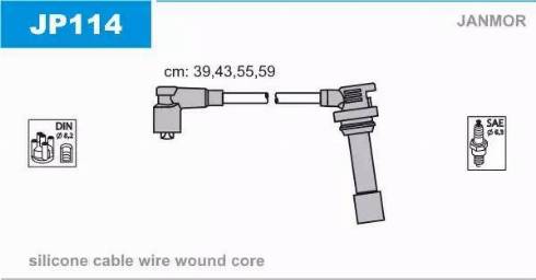 Janmor JP114 - Augstsprieguma vadu komplekts www.autospares.lv