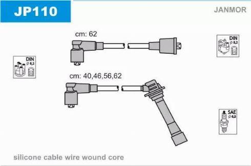 Janmor JP110 - Augstsprieguma vadu komplekts www.autospares.lv