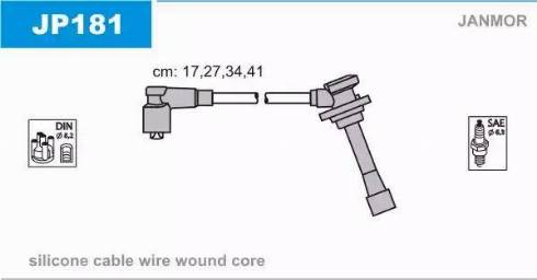 Janmor JP181 - Augstsprieguma vadu komplekts www.autospares.lv