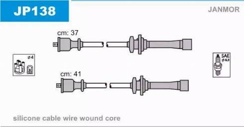 Janmor JP138 - Augstsprieguma vadu komplekts www.autospares.lv