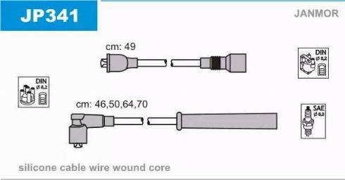 Janmor JP341 - Augstsprieguma vadu komplekts www.autospares.lv