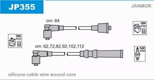 Janmor JP355 - Augstsprieguma vadu komplekts www.autospares.lv