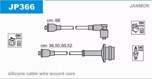 Janmor JP366 - Augstsprieguma vadu komplekts www.autospares.lv