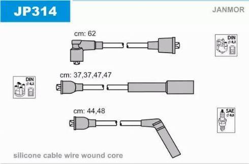 Janmor JP314 - Augstsprieguma vadu komplekts www.autospares.lv