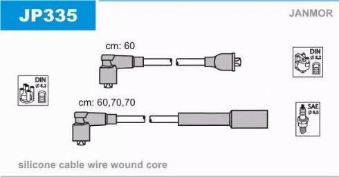 Janmor JP335 - Augstsprieguma vadu komplekts www.autospares.lv