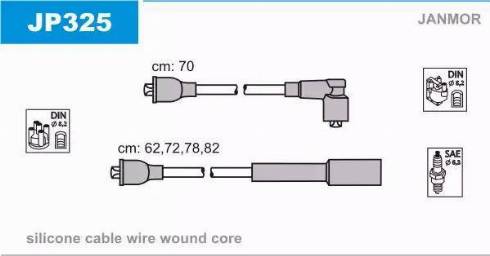 Janmor JP325 - Augstsprieguma vadu komplekts www.autospares.lv