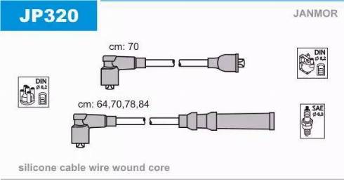 Janmor JP320 - Augstsprieguma vadu komplekts www.autospares.lv