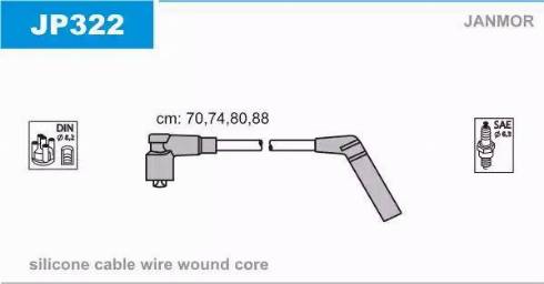 Janmor JP322 - Augstsprieguma vadu komplekts www.autospares.lv