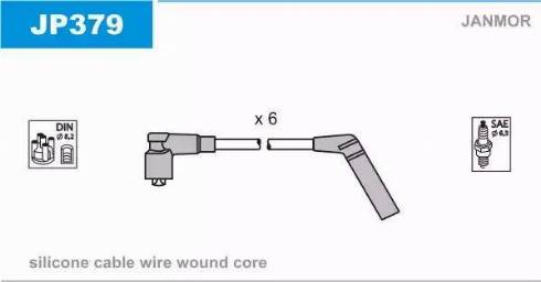 Janmor JP379 - Augstsprieguma vadu komplekts www.autospares.lv