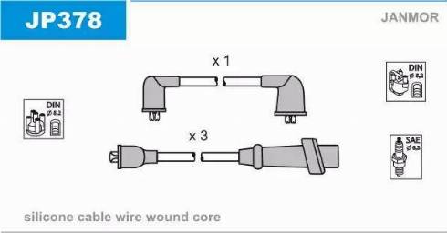 Janmor JP378 - Augstsprieguma vadu komplekts www.autospares.lv