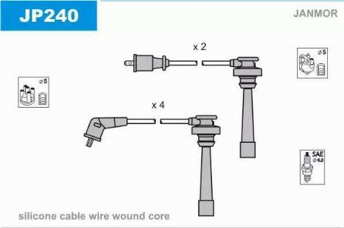 Janmor JP240 - Augstsprieguma vadu komplekts www.autospares.lv