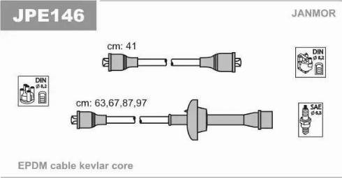 Janmor JPE146 - Augstsprieguma vadu komplekts www.autospares.lv