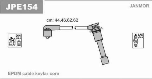 Janmor JPE154 - Augstsprieguma vadu komplekts www.autospares.lv