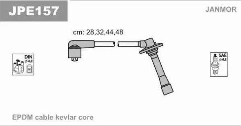 Janmor JPE157 - Augstsprieguma vadu komplekts www.autospares.lv