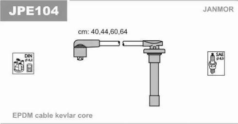 Janmor JPE104 - Augstsprieguma vadu komplekts www.autospares.lv