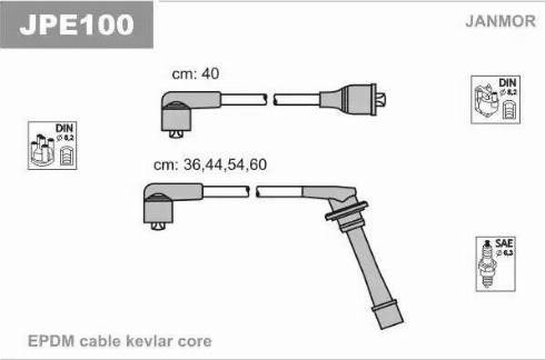 Janmor JPE100 - Augstsprieguma vadu komplekts www.autospares.lv