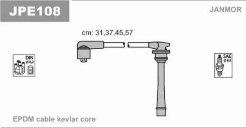 Janmor JPE108 - Augstsprieguma vadu komplekts www.autospares.lv