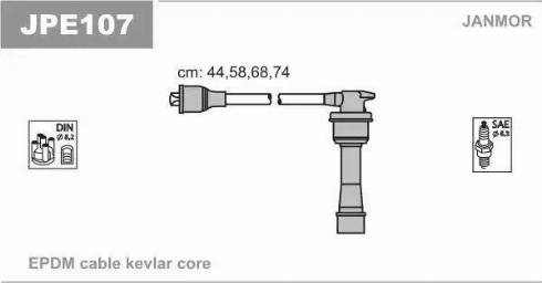 Janmor JPE107 - Augstsprieguma vadu komplekts www.autospares.lv