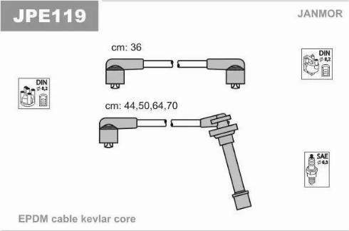 Janmor JPE119 - Augstsprieguma vadu komplekts www.autospares.lv