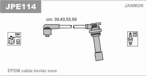 Janmor JPE114 - Augstsprieguma vadu komplekts www.autospares.lv