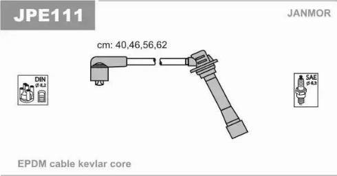 Janmor JPE111 - Augstsprieguma vadu komplekts www.autospares.lv