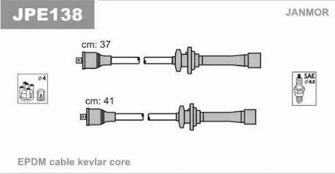 Janmor JPE138 - Augstsprieguma vadu komplekts www.autospares.lv