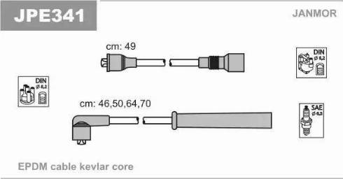 Janmor JPE341 - Augstsprieguma vadu komplekts www.autospares.lv