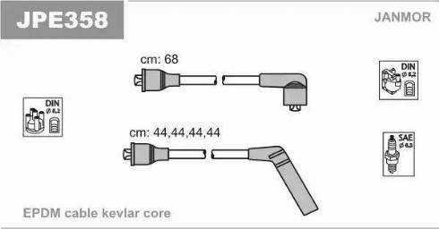 Janmor JPE358 - Augstsprieguma vadu komplekts www.autospares.lv