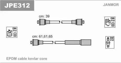 Janmor JPE312 - Augstsprieguma vadu komplekts www.autospares.lv