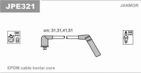 Janmor JPE321 - Augstsprieguma vadu komplekts www.autospares.lv