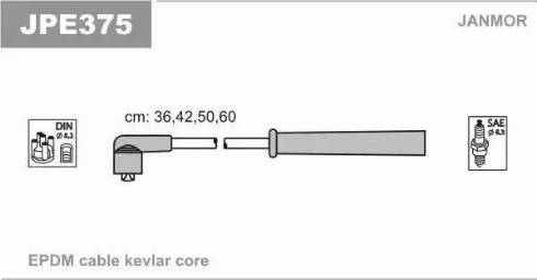 Janmor JPE375 - Augstsprieguma vadu komplekts www.autospares.lv