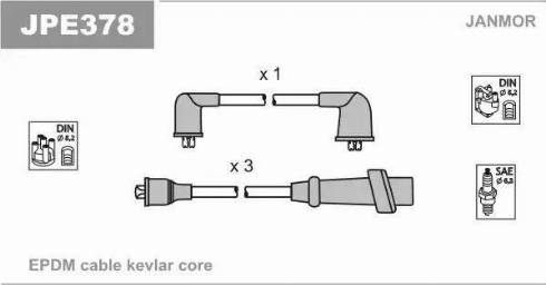 Janmor JPE378 - Augstsprieguma vadu komplekts www.autospares.lv