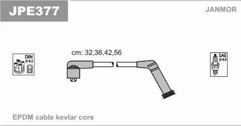 Janmor JPE377 - Augstsprieguma vadu komplekts www.autospares.lv