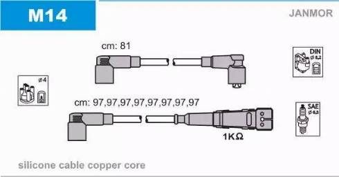 Janmor M14 - Augstsprieguma vadu komplekts www.autospares.lv