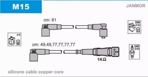 Janmor M15 - Augstsprieguma vadu komplekts www.autospares.lv