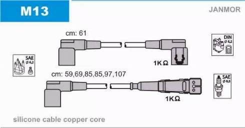 Janmor M13 - Augstsprieguma vadu komplekts www.autospares.lv