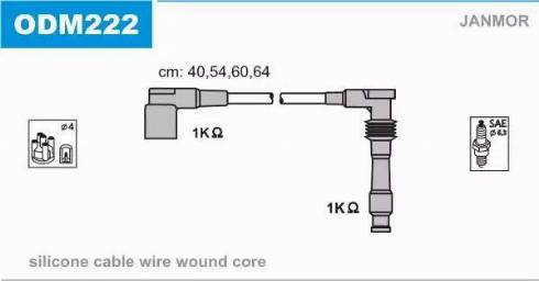 Janmor ODM222 - Augstsprieguma vadu komplekts www.autospares.lv