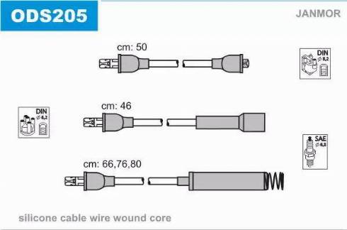 Janmor ODS205 - Augstsprieguma vadu komplekts www.autospares.lv