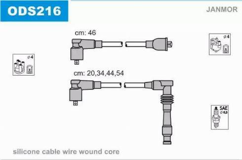 Janmor ODS216 - Augstsprieguma vadu komplekts www.autospares.lv