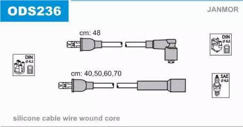 Janmor ODS236 - Augstsprieguma vadu komplekts www.autospares.lv