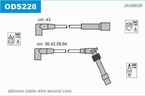 Janmor ODS228 - Augstsprieguma vadu komplekts www.autospares.lv