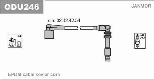 Janmor ODU246 - Augstsprieguma vadu komplekts www.autospares.lv