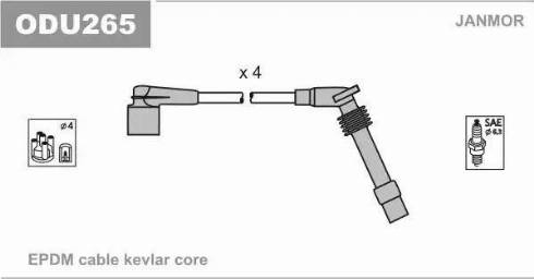 Janmor ODU265 - Augstsprieguma vadu komplekts www.autospares.lv