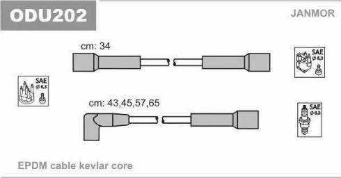 Janmor ODU202 - Augstsprieguma vadu komplekts www.autospares.lv